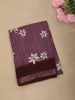 Muted Wine Purple Floral Butta Printed Design Mixed Cotton Casual Wear Saree with Contrast Zari Border