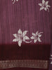 Muted Wine Purple Floral Butta Printed Design Mixed Cotton Casual Wear Saree with Contrast Zari Border
