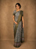 Muted Ash Grey Floral Printed Design Semi Tussar Saree