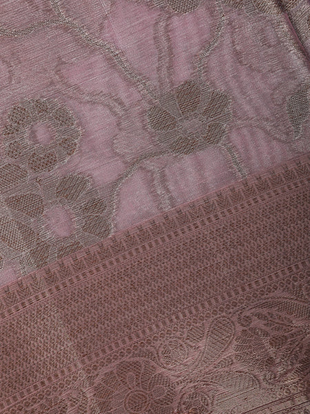 Muted Mauve Pink Floral Design Tissue Silk Saree - Diadem