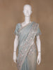 Muted Sage Green Floral Sequin Embroidered Organza Designer Saree - Diadem
