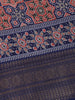 Navy Blue Ajrakh Printed Cotton Saree with Zari Border