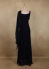Navy Blue Beaded Embroidery Georgette Palazzo Suit