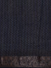 Navy Blue Bird Motif Printed Chanderi Cotton Saree with Zari Border