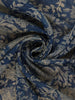Navy Blue Bird Motif Printed Chanderi Cotton Saree with Zari Border