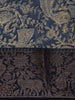 Navy Blue Bird Motif Printed Chanderi Cotton Saree with Zari Border
