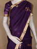 Navy Blue Bird Motif Woven Design Organza Saree With Zari Border
