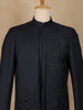 Navy Blue Botanical Embroidered Viscose Men's Suit