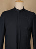 Navy Blue Botanical Embroidered Viscose Men's Suit