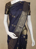 Navy Blue Butta Design Art Silk Saree with Contrast Zari Woven Border