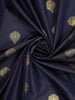 Navy Blue Butta Design Art Silk Saree with Contrast Zari Woven Border
