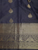 Navy Blue Butta Design Art Silk Saree with Contrast Zari Woven Border