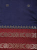 Navy Blue Butta Design Soft Silk Fancy Wear Saree with Contrast Zari Border