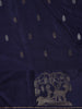 Navy Blue Butta Woven Design Semi Banarasi Saree withAnimal design Border