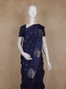 Navy Blue Butta Woven Design Semi Banarasi Saree withAnimal design Border
