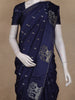 Navy Blue Butta Woven Design Semi Banarasi Saree withAnimal design Border