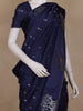 Navy Blue Butta Woven Design Semi Banarasi Saree withAnimal design Border