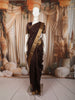 Dark Chocolate Brown Butta Zari Woven Design Kanchipuram Silk Saree with Matching Zari Border