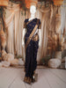 Navy Blue Butta Zari Woven Design Kanchipuram Silk Saree with Matching Zari Border