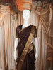 Dark Chocolate Brown Butta Zari Woven Design Kanchipuram Silk Saree with Matching Zari Border