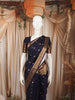 Navy Blue Butta Zari Woven Design Kanchipuram Silk Saree with Matching Zari Border