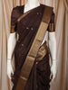 Dark Chocolate Brown Butta Zari Woven Design Kanchipuram Silk Saree with Matching Zari Border