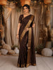 Dark Chocolate Brown Butta Zari Woven Design Kanchipuram Silk Saree with Matching Zari Border