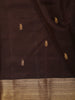 Dark Chocolate Brown Butta Zari Woven Design Kanchipuram Silk Saree with Matching Zari Border