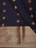 Navy Blue Butta Zari Woven Design Kanchipuram Silk Saree with Matching Zari Border