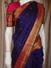 Navy Blue Butta Zari Woven Design Pure Kanchipuram Silk Saree With Contrast Varisai Pattu Border
