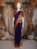 Navy Blue Butta Zari Woven Design Pure Kanchipuram Silk Saree With Contrast Varisai Pattu Border