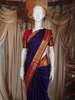 Navy Blue Butta Zari Woven Design Pure Kanchipuram Silk Saree With Contrast Varisai Pattu Border