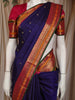 Navy Blue Butta Zari Woven Design Pure Kanchipuram Silk Saree With Contrast Varisai Pattu Border