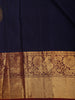 Navy Blue Butta Zari Woven Design Pure Kanchipuram Silk Saree with Contrast Border