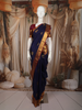 Navy Blue Butta Zari Woven Design Pure Kanchipuram Silk Saree with Contrast Border