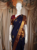 Navy Blue Butta Zari Woven Design Pure Kanchipuram Silk Saree with Contrast Border