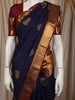Navy Blue Butta Zari Woven Design Pure Kanchipuram Silk Saree with Contrast Border