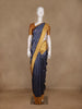 Navy Blue Checked Butta Design Semi Tussar Saree