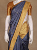 Navy Blue Checked Butta Design Semi Tussar Saree