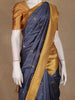 Navy Blue Checked Butta Design Semi Tussar Saree