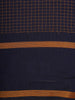 Navy Blue Checked Design Cotton Saree with Woven Border