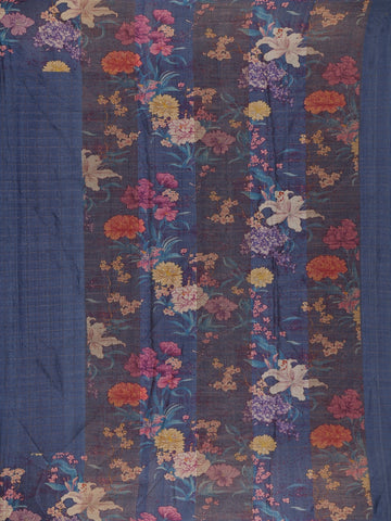 Navy Blue Checked Design Tussar Silk Saree - Diadem
