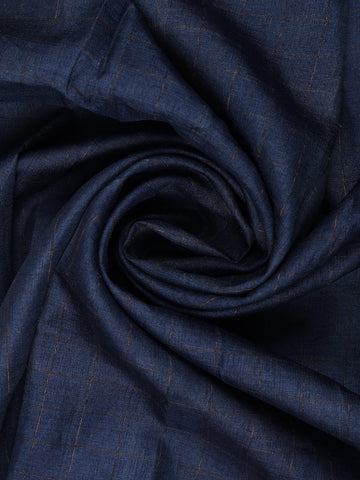 Navy Blue Checked Design Tussar Silk Saree - Diadem