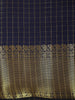 Navy Blue Checked Woven Design Soft Silk Fancy Saree