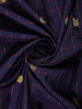 Navy Blue Checked Zari Woven Design Pure Kanchipuram Silk Saree with Contrast Maroon Border