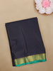Navy Blue Checks Woven Mysore Silk Saree With Contrast Green Border