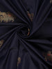 Navy Blue Cow Motif Woven Semi Soft Silk Saree