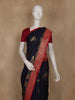 Navy Blue Cow Motif Woven Semi Soft Silk Saree