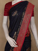 Navy Blue Cow Motif Woven Semi Soft Silk Saree