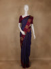 Navy Blue Dots Woven Pure Kanchipuram Silk Saree With Maroon Contrast Border